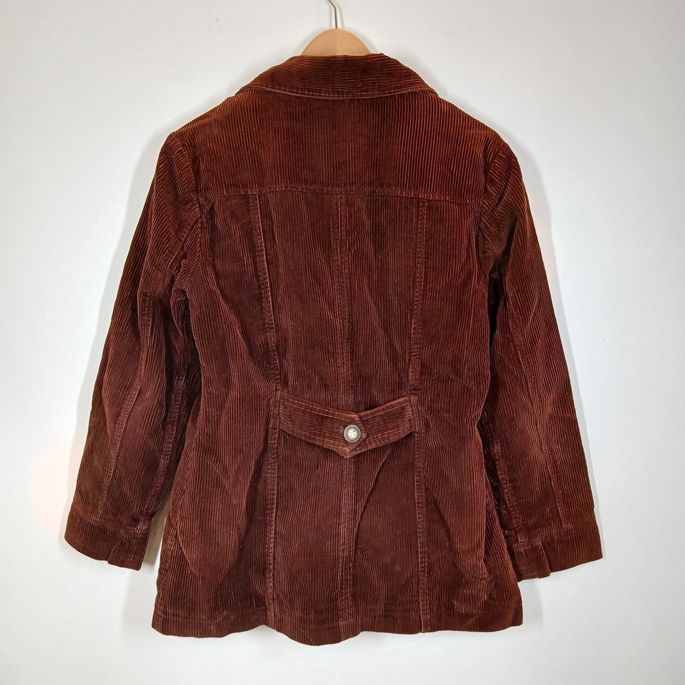 Castro Concept Corduroy Pea Coat Women 8 Brown Cotton Double Breasted Jacket - Picture 3 of 9